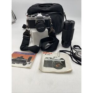 Pentax K1000 35mm Film Camera w/50mm Lens+Abinar 80-200mm Auto Zoom Len+Exp Mete